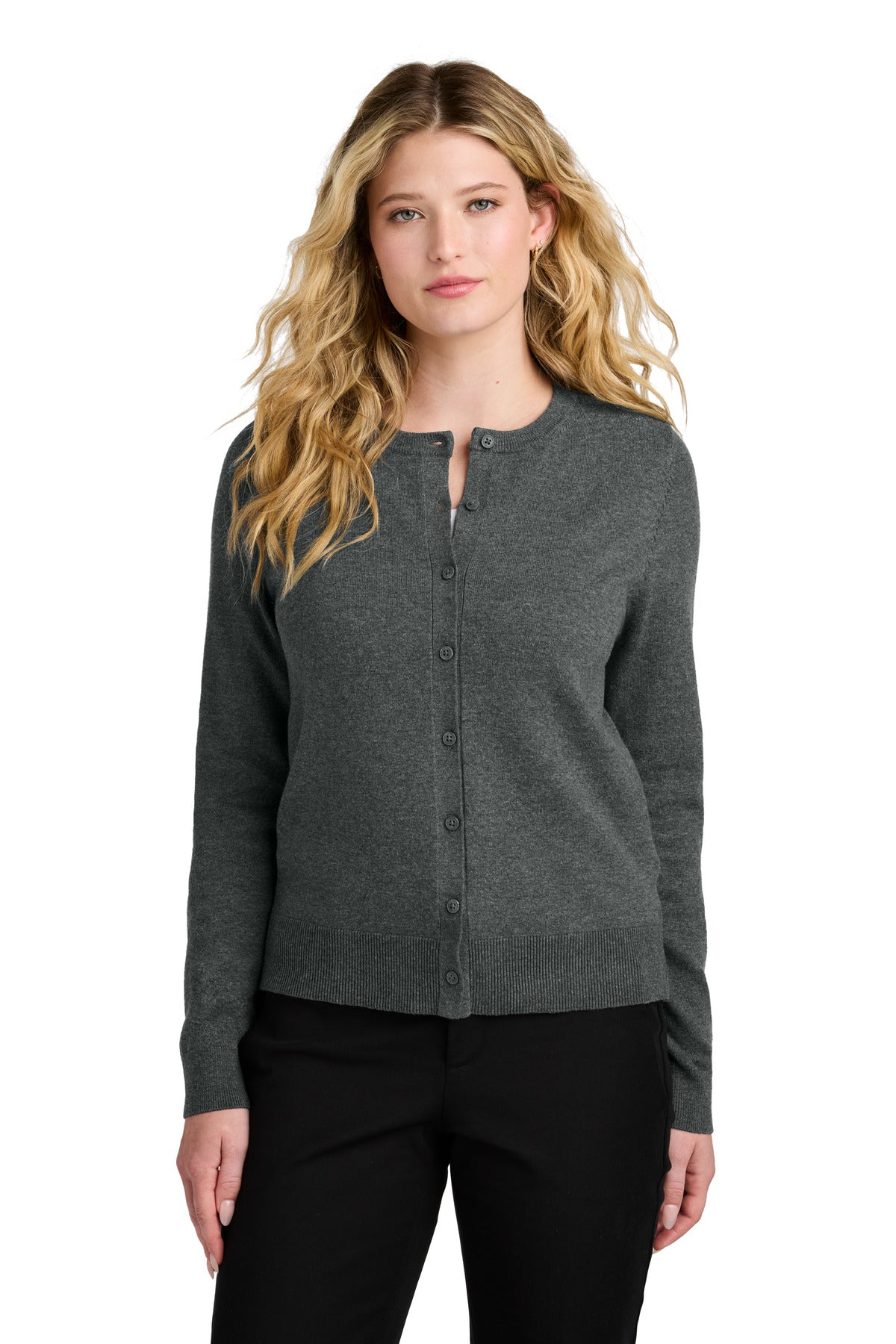 Port Authority ® Women's Easy Care Crewneck Cardigan Sweater LSW2870